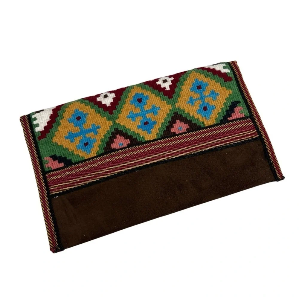Colorful Fabric Embroidered bohemian Style Clutch Ethnic Print